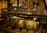 King Tut's tomb was discovered on November 26, 1922. The most fascinating item found was the stone sarcophagus containing three coffins, one inside the other, with a final coffin made of gold. When the lid of the third coffin was raised, King Tut's royal mummy was revealed, preserved for more than 3,000 years. As archaeologists examined the mummy, they found other artifacts, including bracelets, rings and collars. Would you like to see King Tut's tomb?