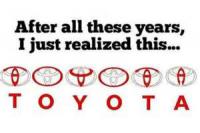 Toyota logo can be used to spell 'Toyota'