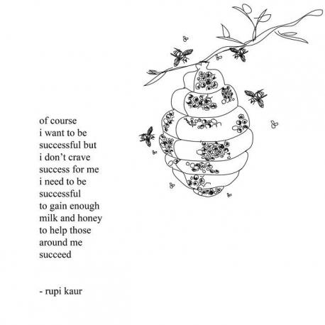 Milk and Honey is a collection of poems that tackle tough themes – rape, violence, alcoholism, trauma – but it's written in Kaur's trademark short, simple verse – with her own illustrations acting as visual punctuations. Her second book, The Sun And Her Flowers features poems about refugees, immigration, revolution – each motivated in part, she says, by her experience of living and writing in the US during the rise of Donald Trump. But a big part of the new book, too, is about the grief of losing 