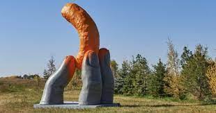 Pretty sure no one has ever had Cheadle, Alberta on their travel bucket list. But the small hamlet of fewer than 100 people located east of Calgary is suddenly gaining a lot of attention. A month ago a strange, colourful object appeared on the horizon. The 17-foot sculpture of three orange-dusted fingers holding a distinct puffy snack has since become a social media sensation. Have you seen anything about the giant Cheetos sculpture?