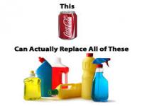 To prove Coke does not belong in the human body, here are 20 practical ways you can use Coke as a domestic cleaner: Removes grease stains from clothing and fabric. Removes rust; methods include using fabric dipped in Coke, a sponge or even aluminum foil; Also loosens rusty bolts. Removes blood stains from clothing and fabric. Cleans oil stains from a garage floor; let the stain soak, then hose off. Kills slugs and snails; the acids kills them. Cleans burnt pans; let pan soak in the Coke, then rinse. Descales a kettle(same method as burnt pans). Cleans car battery terminals by pouring a small amount of Coke over each one. Cleans your engine; Coke distributors have been using this technique for decades. Makes pennies shine; soaking old pennies in Coke will remove the tarnish. Cleans tile grout; pour onto kitchen floor, leave for a few minutes, wipe up. Dissolves a tooth; Use a sealed container...takes a while but it does work. Removes stains from vitreous china. Got a dirty pool? Adding two 2-liter bottles of Coke clears up rust. You can remove (or fade) dye from hair by pouring diet Coke over it. Remove marker stains from carpet. Applying Coke, scrubbing and then clean with soapy water, will remove marker stains. Cleans a toilet; pour around bowl, leave for a while, flush clean. Coke and aluminum foil will bring Chrome to a high shine. Strips paint off metal furniture. Soak a towel in Coke and lay it on the paint surface. Have you ever used Coke to do any of these things??