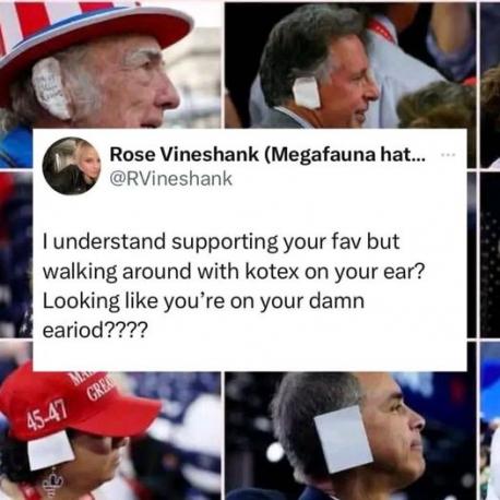 Did You Know Trump Supporters Are Wearing Bandages On Their Ears ? Then They Say Is Not A Cult.