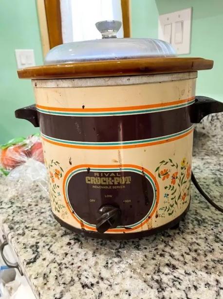 My new version of this (InstantPot) required a 2 week course to figure out how to use it. It has a pressure valve that sounds like death is imminent. A much simpler and safer version is this old Crock Pot. 2 heat settings, a glass lid so that you can supervise the progress of your meal and a crock that was easy to replace. Nothing could go wrong with one of these. Even if something boiled over it always cleaned up to an acceptable level (what was left added flavour to the next meal). You could add the ingredients, plug it in, switch it on and still make it to the bus in time. Then you came home from work to the aroma of supper already made. Do you still have one of these in use in your home?