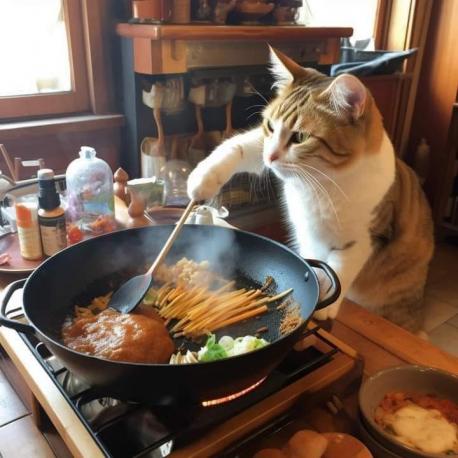 I found these interesting photos of animals online through my social media accounts. Do you like this cute cat hard at work in the kitchen? (quite a chef I must say!).