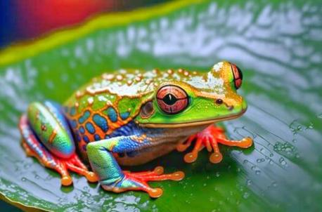 I look at this beautiful, multi-color frog so many times and marvel at its 