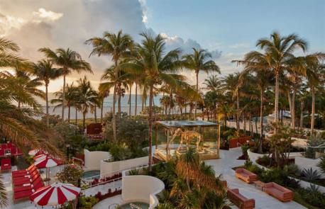 Florida: Faena Hotel Miami Beach, Miami Beach - A stroll through the opulent Faena Hotel Miami Beach is like a walk through a top art gallery. The lobby, nicknamed The Cathedral, has palatial gold and velvet furniture, impressive murals and gold-leaf-covered columns. Art aficionados should head straight for the hotel's pool and beach area where Damien Hirst's striking sculpture Gone But Not Forgotten – a 3,000-year-old gilded woolly mammoth skeleton – casually overlooks the vacationers. Have you ever stayed at this hotel?