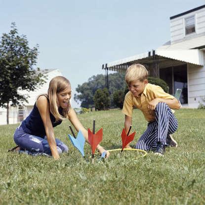 Jarts - These were at nearly every outdoor gathering I attended as a child and I have no idea what my parents were thinking! Jarts, javelin darts, lawn darts—whatever you want to call them, they sound like and are a bad idea. They're basically spikes that children are expected to throw around the yard, so it's not too surprising to learn that 6,000 kids were hospitalized for Jart-related injuries during the 1970s and '80s. Are you familiar with this toy?