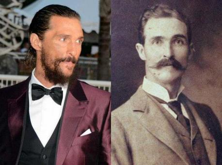 Matthew McConaughey and his historic doppelgänger - It seems that mustaches must have been popular in the old days since every man was wearing one, including this Matthew McConaughey historic doppelgänger. The resemblance is such that it is hard to believe that it is not a Photoshop illusion at work! I can assure you the unidentified photo of one particularly well-dressed man is not and Matthew the elder might have been pleased to meet Matthew the younger! Do you see the resemblance?