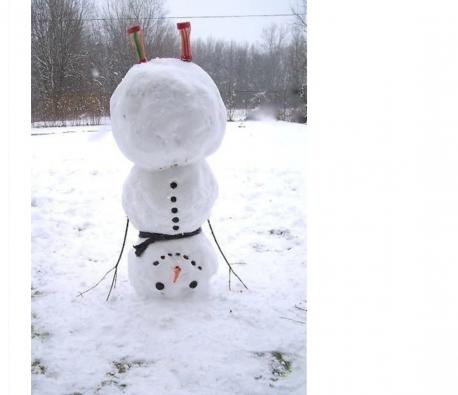 Snowman standing on his head. Do you think this is clever?