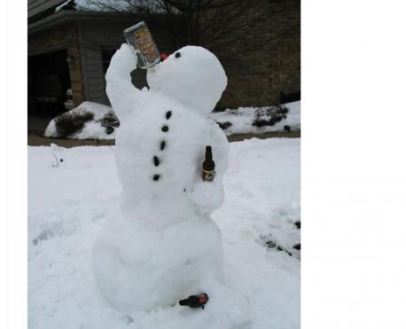 Snowman having a beer. Do you think this is clever?